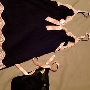 2 piece black and pink Victoria's Secret lingerie